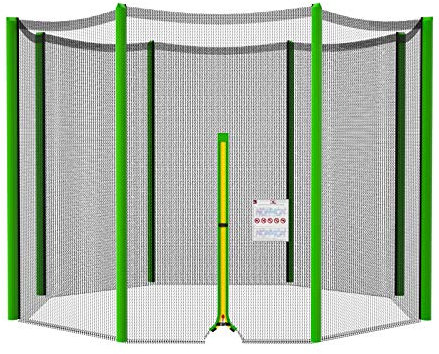 NONMON Sicherheitsnetz Ersatznetz für Trampolin Ø 305 cm 8 Stangen, Grün Gartentrampolin Ersatznetz Netz Außenliegend reißfest UV-beständig einfache Montage Eingangstür mit Reißverschluss