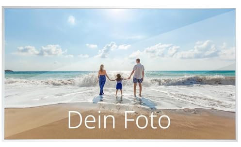 WANDURLAUB - Dein Bild auf Acryl - Komfort Edition XXL - 100x60 cm Acrylglas mit eigenem Foto bedrucken - hochwertiger weißer Aluminum Rahmen inkl. Wandhalterung - Ultra HD Druck - Made in Germany
