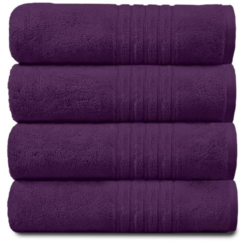 GC GAVENO CAVAILIA 450 GSM Hand Jumbo Sheet, 100% Egyptian Cotton, Purple, Pack of 4 Bath Towel