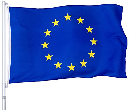 OZSENFLINT Bandiera EU 3x5 FT Bandiera dell'Europa 100% Poliestere Metallo Occhielli all'aperto Bandiera Europa 90 x 150 cm