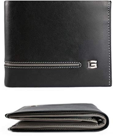 GIUDI ® Geldbörse Herren Leder Mittel-Groß Echtleder Rindsleder Vintage Münzfach Querformat Geldbeutel Portemonnaie (Grau)