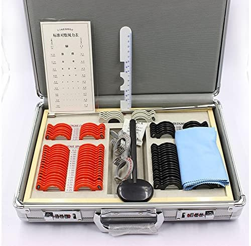 104 pcs Trial Lens Set with Measuring Glasses Testing Frame, Optical Lens Optometry Rim Case Evidence Box Aluminum Rim Kit