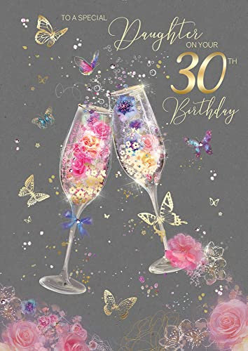 Cherry Orchard Fabulous Daughter 30th Age 30 Birthday Card - Champagne Glasses Flowers (EL376)