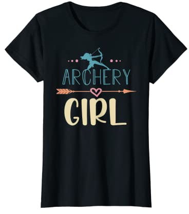 Damen Archery Girl Bogenschützer Bogenpfeil Zielscheibe Jäger T-Shirt