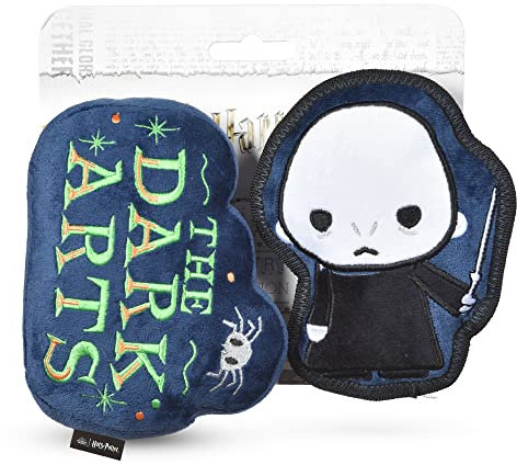 Harry Potter Set di 2 giocattoli per cani da 15,2 cm con figura di peluche e sagoma di arti scure giocattolo piatto ufficiale per animali domestici giocattoli e accessori | Voldemort Dog Toy