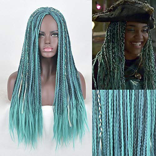 ydound Anime Coser Wig Descendants 2 UMA Cosplay Perücke lang Afro Tradition Curly Tail Blau Haar Damen Perücke + Perücke Gratis