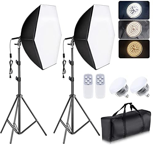 Torjim Kit de iluminación Softbox – Iluminación profesional de fotografía de 30 x 30 pulgadas para filmación, retrato de modelo, fotografía de productos y moda
