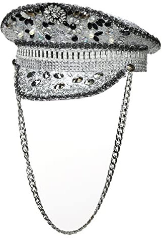 BPURB Steampunk Hut Festival Kapitän Stil Luxus Damen Mädchen Strass Pailletten Zylinder Halloween Weihnachten Kostüm Cosplay (Style-F)