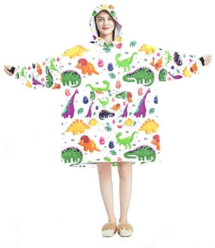 Felpa con cappuccio indossabile,Felpa con cappuccio oversize, modello dinosauro piatto, Multicolore, taglia unica
