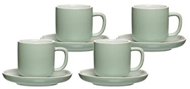 Ritzenhoff & Breker Jasper Espressotassen mit Untertassen, 4er Set, Mint, 240 ml, Espressogeschirr mit Soft-Touch-Haptik & Mattglasur, Spülmaschinengeeignet