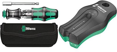 Wera Kraftform Kompakt 28 mit Tasche, 7-teilig, Wera 05134491001 & 05033404001 9500 Magnet SB, Magnetisiergerät, Entmagnetisierer Schwarz-grün 68 x 34 mm