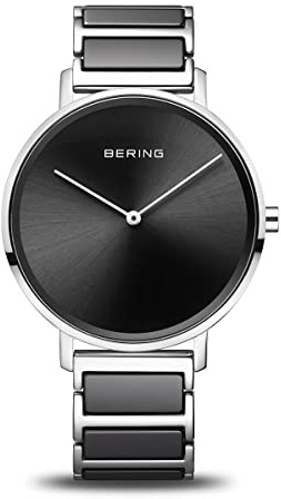 BERING Runde analoge schwarze Zifferblatt Herrenuhr 18539-742, Schwarz, Modern