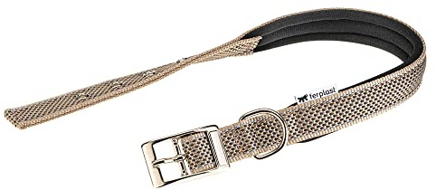 Collare per Cani Riflettente Imbottito DAYTONA DELUXE C25/53, Regolabile, Fibbia in Metallo, Marrone-Nero