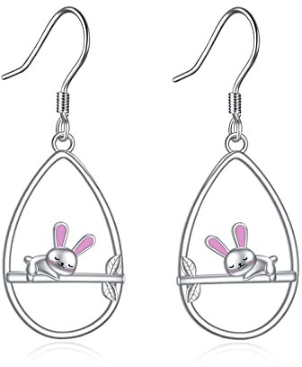 YFN Kaninchen Ohrringe Sterling Silber Bunny Hängen Tropfen Ohrringe Schmuck Kaninchen Geschenke für Damen Mädchen
