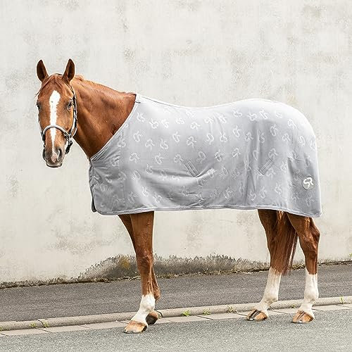 SUNRIDE Abschwitzdecke “Wellington” für Pferde aus weichem Fleece (280g/m²) - schnelltrocknend und leicht (155 cm, grau)