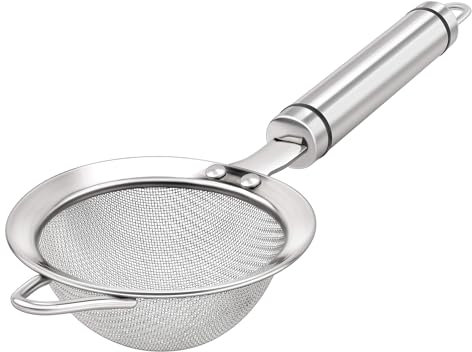 AOWOTO Passoire à mailles fines en acier inoxydable 304 pour cuisine, passoire avec poignée, tamis en métal pour aliments, riz, huile, nouilles, fruits, légumes, thé