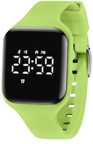 Orologio digitale, fitness tracker con contapassi, vibrazione, sveglia, distanza, cronometro ed esercizio, impermeabile, ricaricabile, per attività all’aperto, in silicone, per ragazzi e bambini