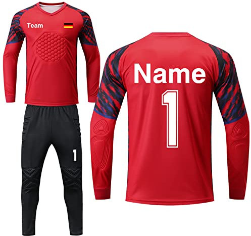 LAIFU Benutzerdefiniert Torwarttrikot Set für Herren Kinder Torwart Trikot mit Nummer Name Team Logo Torwarttrikot Personalisieren