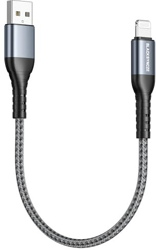 BLACKSYNCZE Cavo iPhone Corto 0.3M Certificato MFi Caricatore iPhone Carica Rapida Nylon Cavo Lightning Compatibile con iPhone 14 13 12 11 Pro Max 12 13 Mini XR XS Max X 8 7 6s 6 Plus 5s 5 SE 2020
