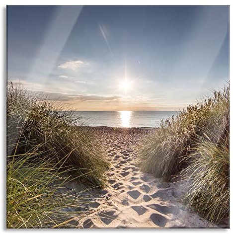 Pixxprint Glasbild, Wandbild auf Echtglas, der Weg ins Meer, 80x80 cm, inkl. Aufhängung und Abstandshalter