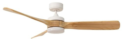 Ventilador de techo grande | Ventilador estilo nórdico | Ventilador de techo madera natural silencioso motor dc oriente blanco