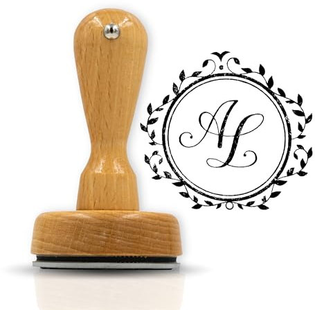 JUST REFINE® Personalisierter Stempel - Verschiedene Designs für z.B. Hochzeitseinladungen & besondere Anlässe - Klarer, Präziser Abdruck (Design 3, 50mm)