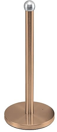 Optimal Products Stainless Steel 6 Cup Mug Tree Stand And Kitchen Towel Paper Roll Pole Holder Free Standing Bath Rack (Rose Gold, Paper Towel Holder)