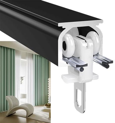LIGUOYI Vorhangschiene Aus Aluminium Curtain Track 80cm~550cm Mit Vorhang Schiene Rollen, Schienensystem Für Gardinen, Silent 1-läufige Mit Decken/WandmontageZubehör, Gardinenschiene