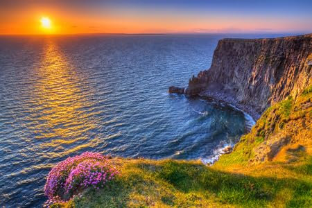 adrium Leinwand-Bild 80 x 50 cm: Cliffs of Moher bei Sonnenuntergang in Co. Clare, Irland (64891425)