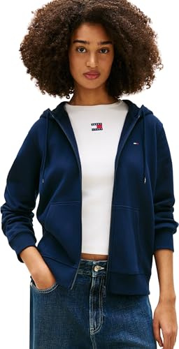 Tommy Jeans Damen Tjw Reg Flag Zip Thru Dw0dw19729 Kapuzenpullover Mit Reißverschluss, Blau, M EU