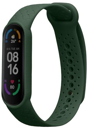 kwmobile Pulsera compatible con Xiaomi Mi Smart Band 6 / Mi Band 6 / Band 5 correa - 1x Correas de silicona flexible - Tamaño ajustable - verde oscuro