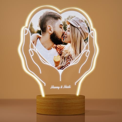 Rainsar Personalisierte Geschenke mit Bild, Personalisierte Herzförmig Bilderrahmen, Dekorationsartikel für Möbel, Geschenke zum Jubiläum, Geburtstag, Freundin, Freund, Weihnachten.