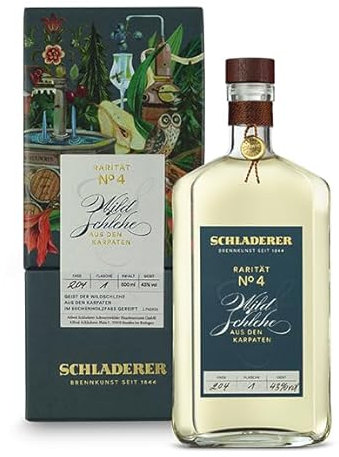 Schladerer Rarität No. 4 Wildschlehe Edelbrand (43% vol) - ein Klassiker aus den Karpaten, premium Handarbeit in exklusiver Geschenkpackung - RAR. HOCHWERTIG. WERTVOLL. (1 x 0.5l)