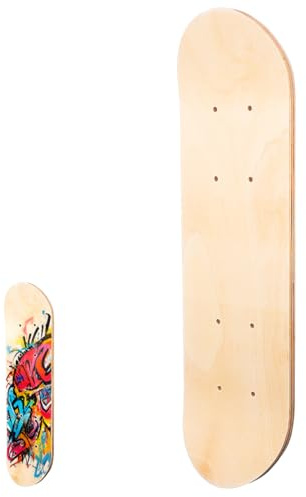 Skateboard-Deck für Kinder, doppelseitig, 43 cm, unlackiertes Ahornholz, zum Malen und für Kreativität