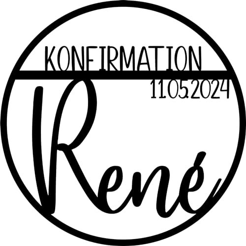 Holzkranz 3D-Schriftzug Kranz Kommunion/Konfirmation/Firmung/Taufe mit deinem persönlichen Wunschnamen Wandkranz Türkranz Hoop als Gastgeschenk zur Kommunion