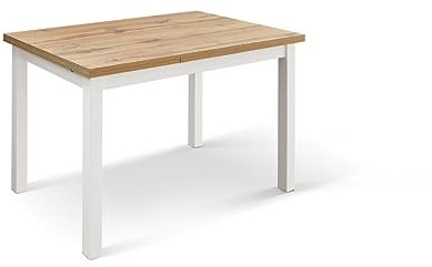 PAZZO DESIGN Table extensible Thomas, chêne rustique, mélaminé (socle blanc, 110 x 70 x 76,5) - id_1957