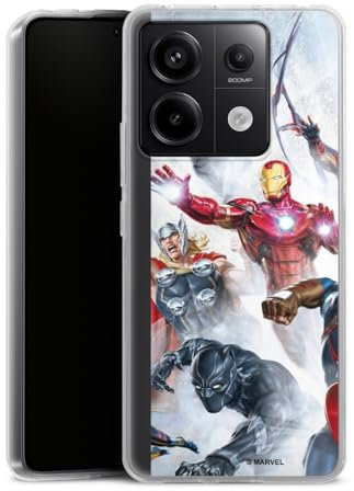 Custodia di silicone compatibile con Xiaomi Redmi Note 13 Pro 5G Custodia trasparente Cover per smartphone trasparente Marvel The Avengers Prodotto ufficiale su licenza