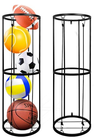 BEWITU Étagère de rangement murale pour ballons de garage, support vertical pour ballons de football, volley-ball, football, basket-ball, gain de place, pour garage et maison