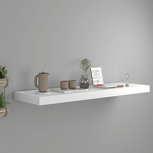 XGWKCNV Étagère murale flottante en panneau MDF Blanc 80 x 23,5 x 3,8 cm