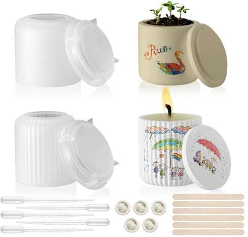 Silikonform Kerzenhalter mit Deckel, 2 Stück Gießform Kerzenhalter mit Herstellungswerkzeug, Silikonform Schale für Kerzen Deko Vase, DIY Silikonform Teelichthalter,Kerzenhalter, Weihnachtsgeschenke