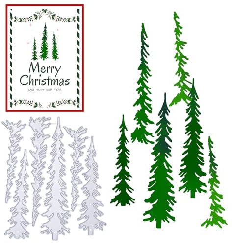 GEEHUA Christmas Pine Tree Metal Die Cuts Set, Xmas Narrow Pine Trees Cutting Dies Christmas Embossing Stencils for Card Making DIY Scrapbooking Stamps Decor