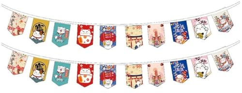 Vobumix Lucky Cat-Banner Im Japanischen Stil Zum Aufhängen, Wimpelkette, Geburtstagsschild, Sushi-Restaurant, Wanddekoration Für Jeden Feiertag