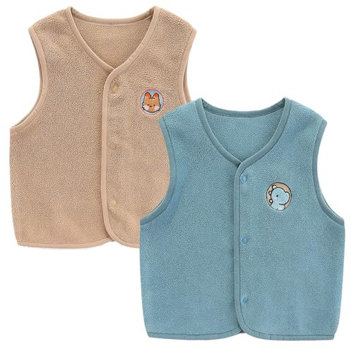 AOOPOO 2 Pezzi Gilet Invernale in Pile Bambini e Ragazzi Ragazze Giacca Caldo Maglia Maglione Lavorato Senza Maniche per Bambina Cotone Bambini Gilet Modello per Primavera e Autunno 0-5 Anni