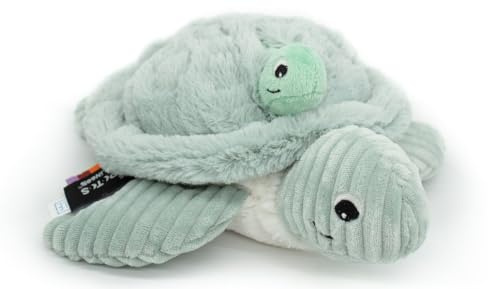 Les Deglingos Plüschtier Schildkröte, Mama und Baby, Duo, ultraweich, maschinenwaschbar, mintgrün