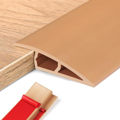 Perfil de Transición para Suelo, Perfil Transición Suelo Desnivel de, PVC Tapajuntas Suelo Adhesivo (Marrón, 10~15mm(H),2M(L))
