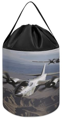 US Army Plane Printed Building Block Toy Storage Bag, Foldable Polyester Drawstring Storage Bag