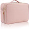 PU Leather Pink Large Makeup Bag with Compartments Vanity Case for Women Travel Make up Organiser Box Cosmetic Bag Nail Technician Beauty Organiser Case Hairdressing Storage