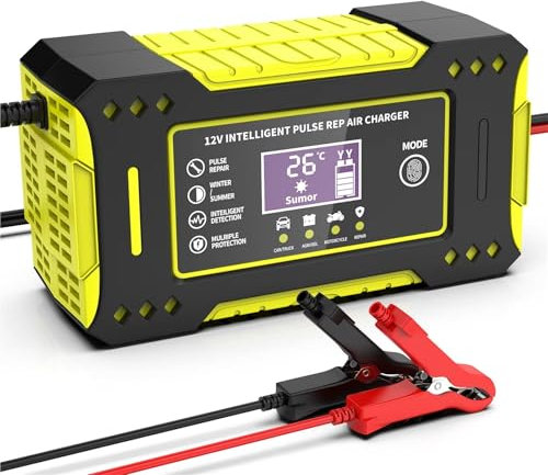 UAGFDFF Power Inverter Caricabatterie Intelligente per Auto con Display LCD da 6A 12V unità di Ricarica per Batterie per Auto E Moto Batteria al Piombo Invertitore di Tensione Fotovoltaico