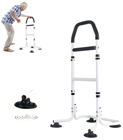 Aufstehhilfe Senioren, Stehhilfe für ältere Erwachsene, 80-95cm Höhenverstellbar, Gehhilfe für Senioren mit 4 Saugnapf-Füßen, Aufstehhilfen für Bett, Toilette, Sofa, Belastbar 100KG
