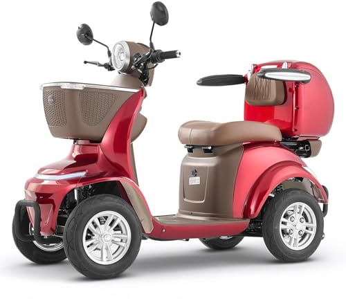 VEVOR Heavy Duty 4-Wheel Mobility Scooter, Powerful 1000W Brushless Motor, 500 lbs Capacity, 21.5 Miles Long Range, All Terrain Mobility Scooter with Lockable Trunk for Seniors & Adults